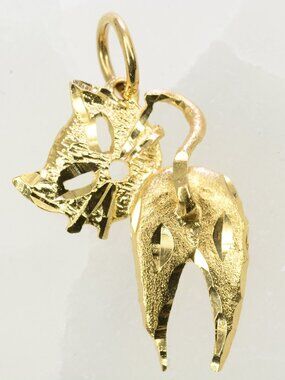 10K Yellow Gold Diamon cut Cat Pendant